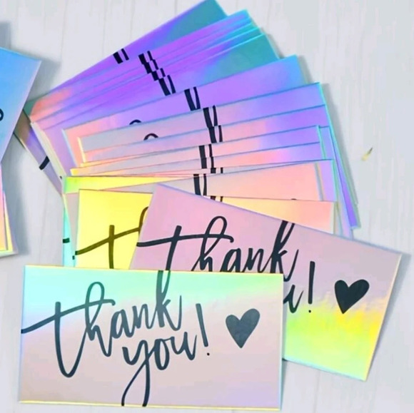 NEW Holographic Business Thank You Cards 50 PCS Shipping Packages Small Business - Picture 2 of 3